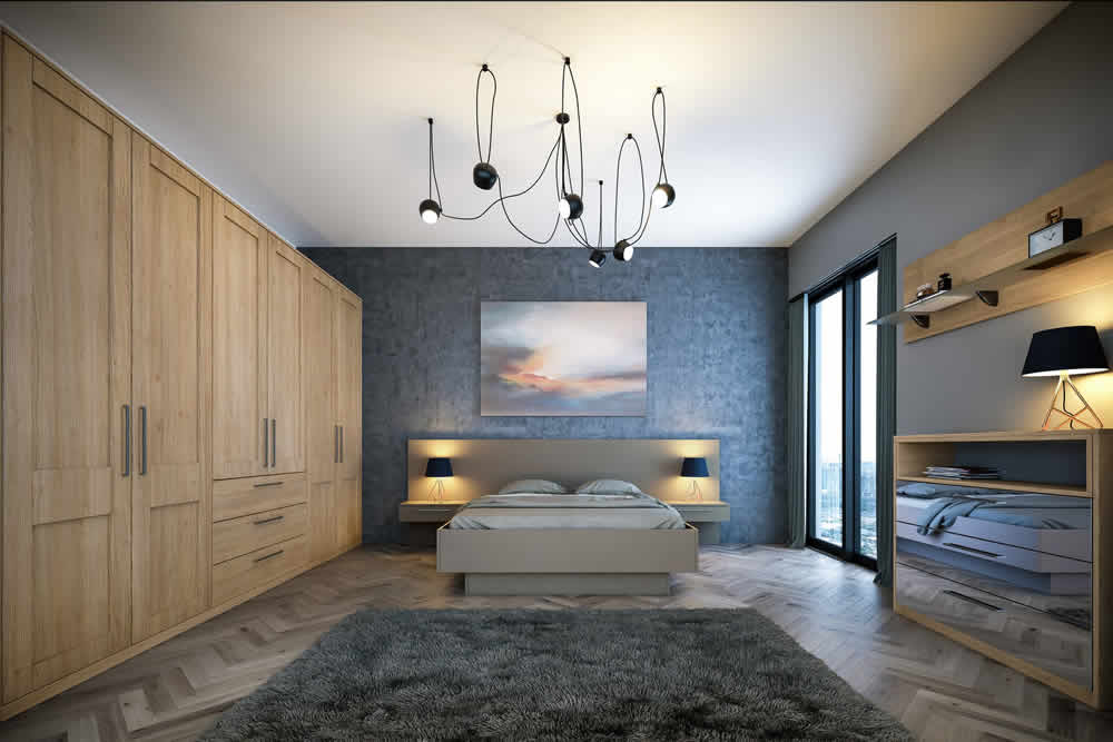 Tortona Natural Oak Shaker Matt Stone Grey Venice Bedroom