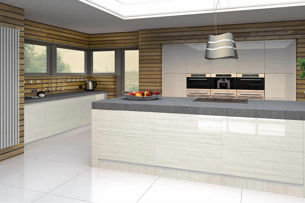 Bella High Gloss Snow Larch Venice Kitchen