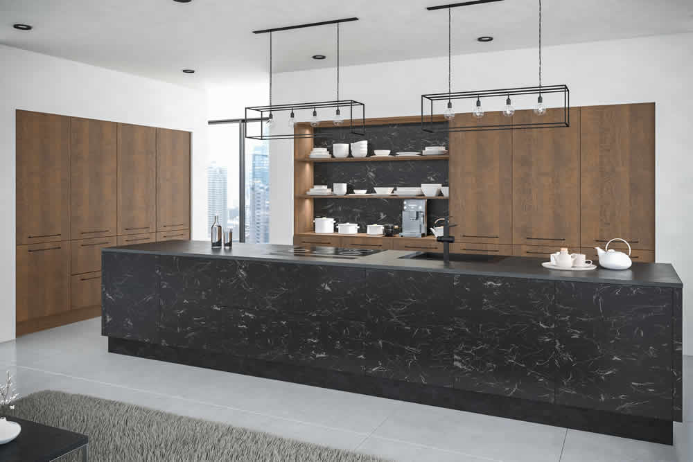 Zurfiz Oriental Black Gladstone Tobacco Oak Kitchen