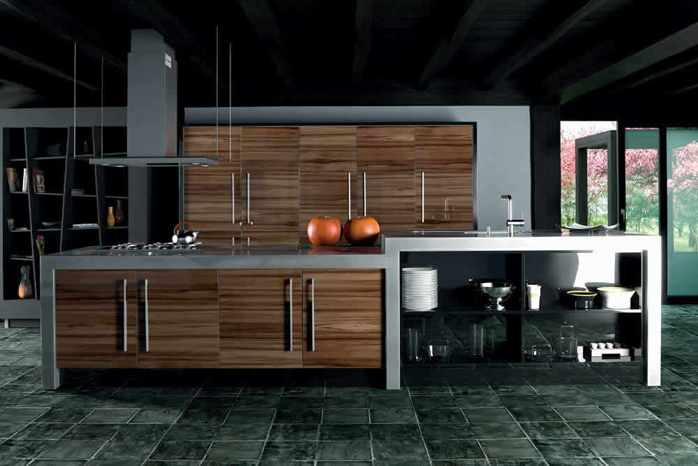 Zurfiz Ultra Gloss Noce Marino Kitchen